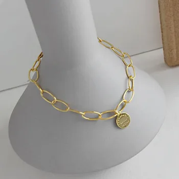 

Geometry English Disk Gold Color Enkelbandje Zilver Foot Acessorios 925 Sterling Silver Anklets For Women Fine Anklet Jewelry