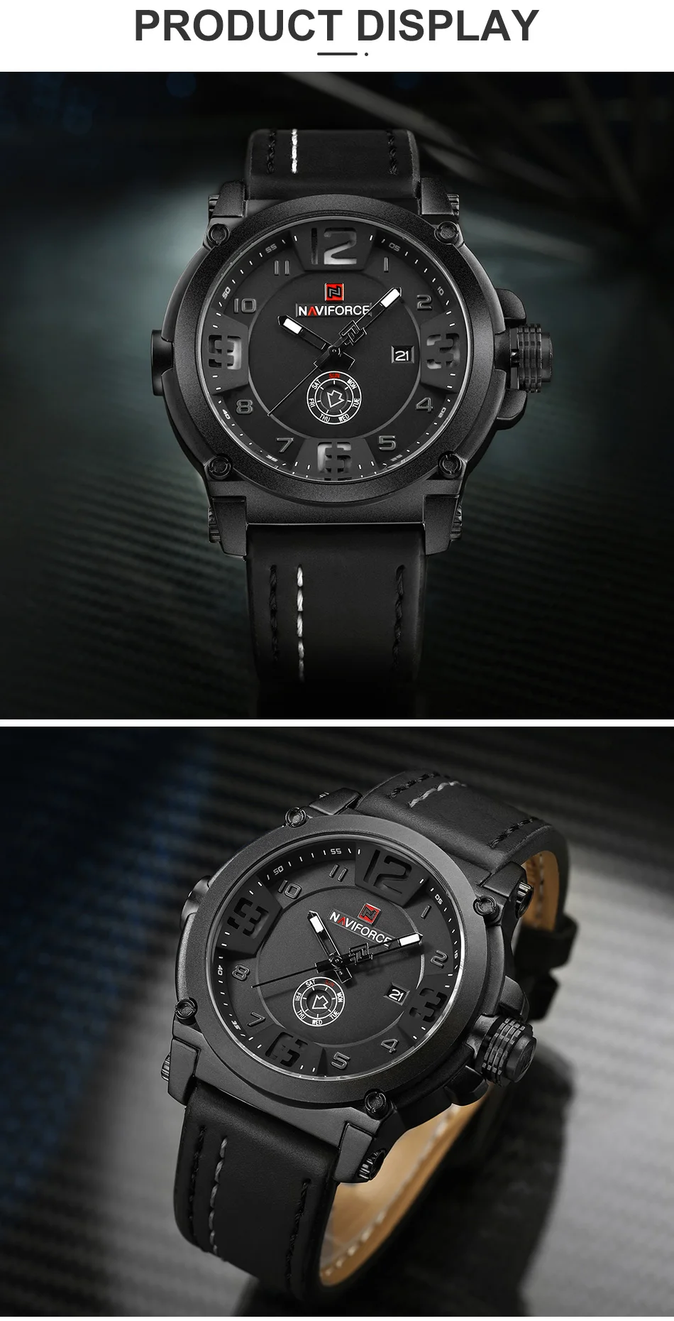 NAVIFORCE Топ люксовый бренд мужские спортивные, военные кварцевые часы Мужские Аналоговые Дата Кожаный ремешок для часов наручные часы Relogio Masculino