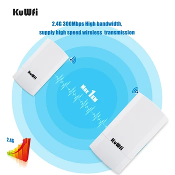 KuWfi Router 1KM 300Mbps Wireless Router Outdoor&Indoor CPE Router Kit Wireless Bridge Wifi Repeater Support WDS Long Range 2