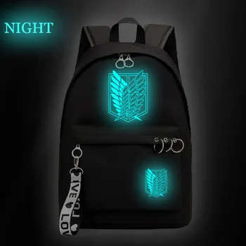 

Attack on Titan Student School Shoulder Bag Backpack Luminous Satchel Laptop Rucksack Knapsack Teenager Travel Casual Mochila
