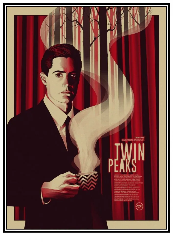 Настенная Клейкая Пленка Twin Peaks ВИНТАЖНЫЙ ПЛАКАТ в стиле ретро из крафт бумаги
