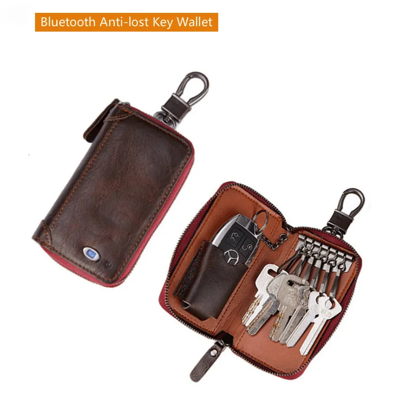 

Genuine Leather Men&Women Car Key Pouch Wallet Unisex Blueooth Anti-lost Business Key Case Holder Fashion Coin Purse Key Case