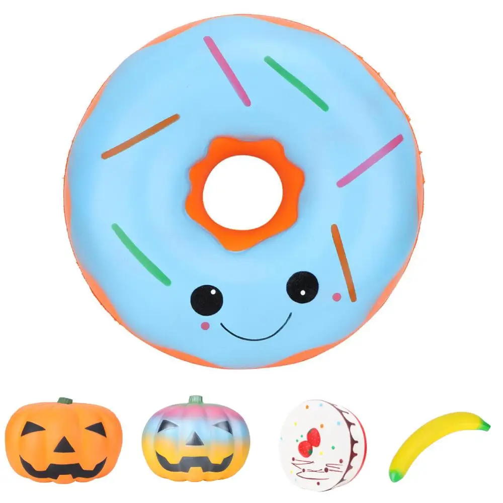 5 Styles PU Rebound Donut Cake Stress Ball Slow Rising Soft Sticky Squeeze Food Toys For Kids Stress Relief Toys Gift Home Decor