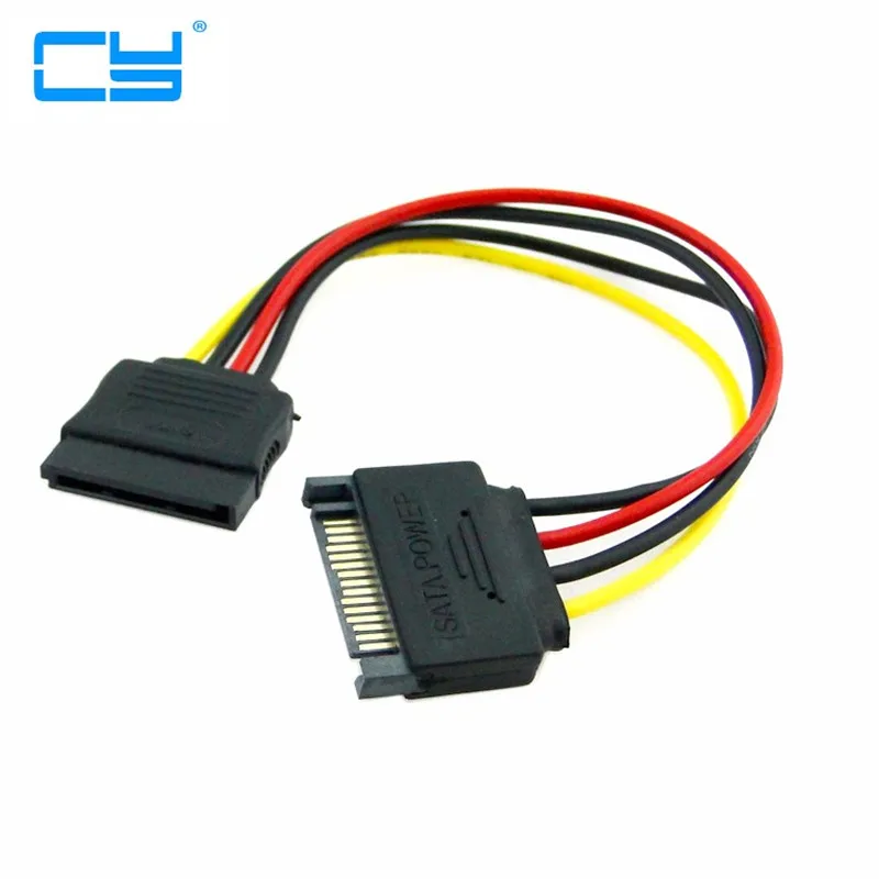 20cm 0.2m Cable SATA 2 15pin Male to Female M F M-F SATA hard disk Power Extension Cable