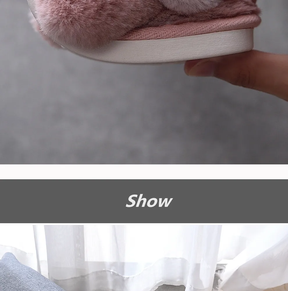 ASIFN New Couple Fur Slippers Women Wear Autumn and Winter Thick Bottom Home Wild Flat Bottom Plush Zapatos Mujer