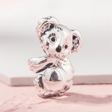 Новинка, зимние, рождественские, коала, очаровательные, 925 пробы, серебряные, животные, подвески, бусины, подходят для браслетов, сделай сам, для женщин, рождественский подарок, ювелирные изделия
