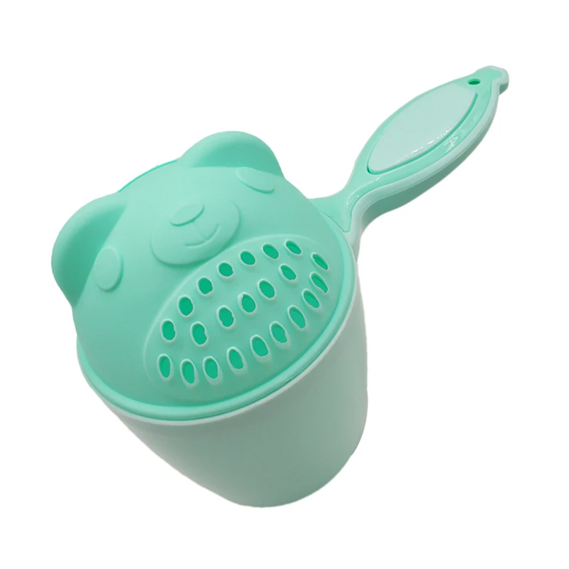 Детские шапочки для ванной с мультяшным Кроликом, чашка для шампуня, детский купальный Байлер, ложка для душа для малышей, детская чашка для мытья волос, детский банный инструмент - Цвет: Green Bear