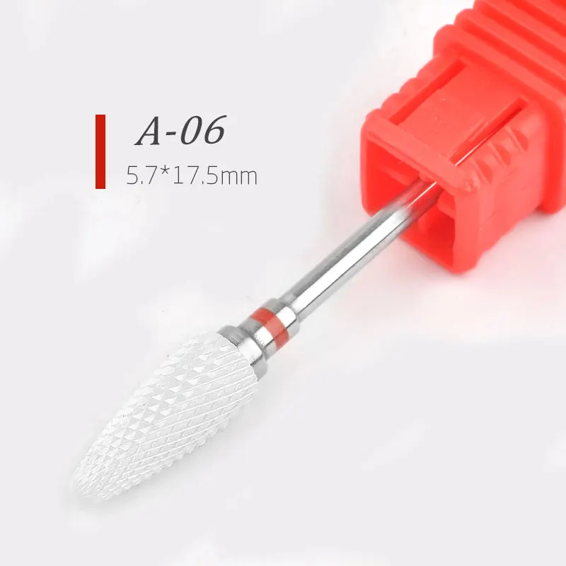 A06 1 шт. 3/32 ''керамические сверла для ногтей, Электрический Фрезерный резак, роторный инструмент для снятия заусенцев для ногтей, сверлильный станок для маникюра, педикюра, 12 типов - Цвет: A06