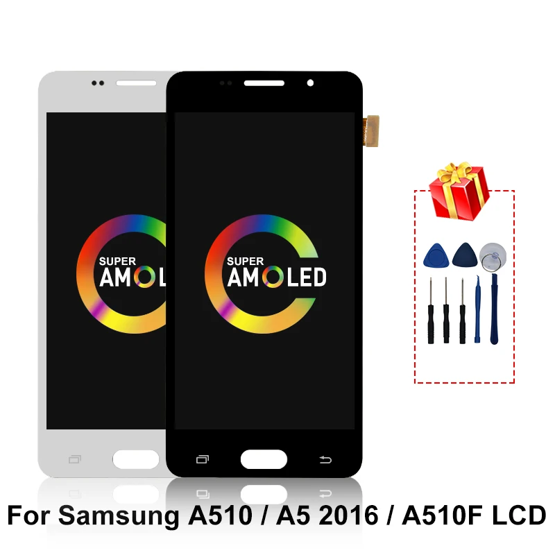 Супер AMOLED для Samsung Galaxy A510 A5 2016 ЖК дисплей сенсорный экран Запасные части A510F A510M SM