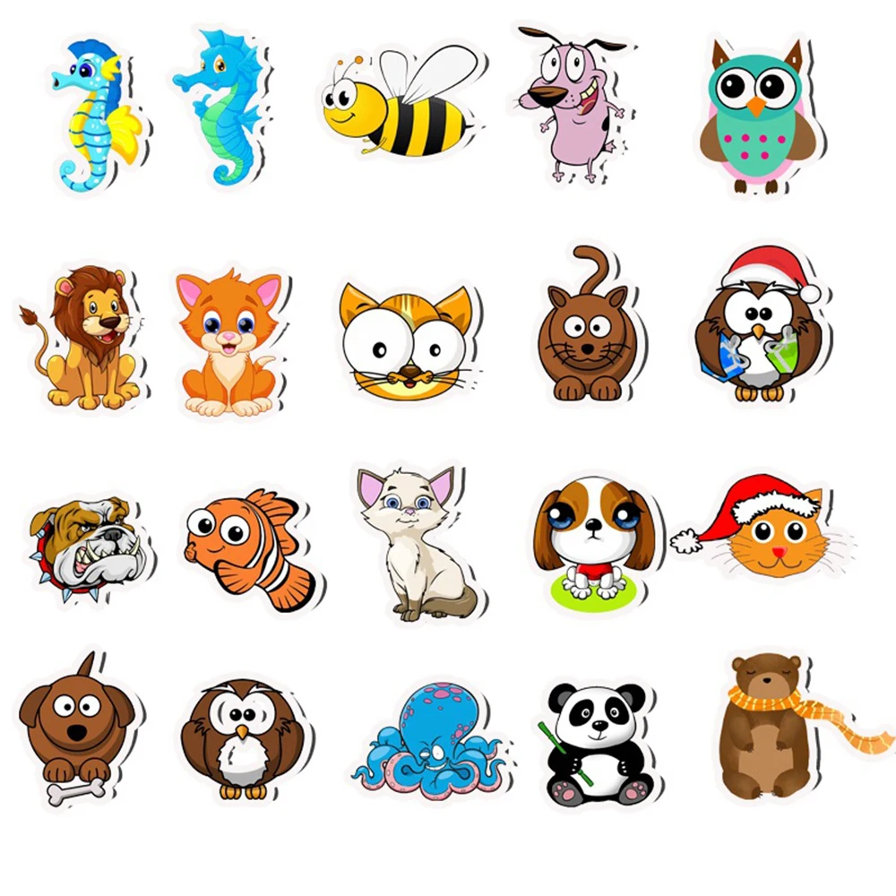 Cartoon Animals Stickers - Set of 10/30/50 for Laptop, Guitar, Luggage, Fridge, Phone, Bike - Waterproof Graffiti Sticker Decals for Kids and Classic Toys. Description Image.This Product Can Be Found With The Tag Names Animals graffiti sticker, Cartoon stickers animals, Stickers kids animals, Waterproof stickers animal super