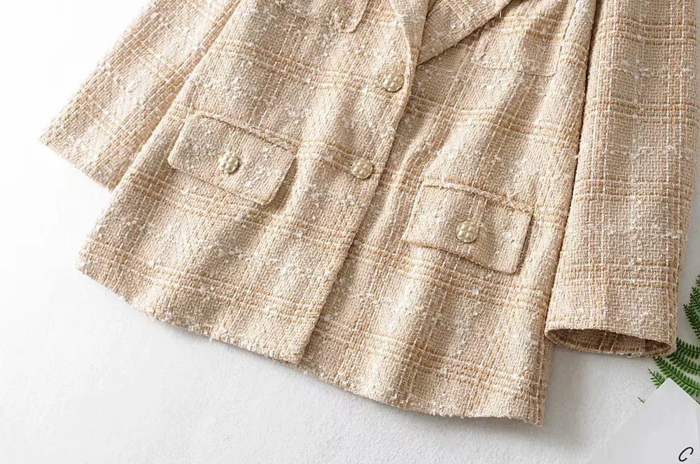 

Western Style WOMEN'S Dress 2019 Spring And Autumn New Style Graceful Two-Button Tweed Coat Women's