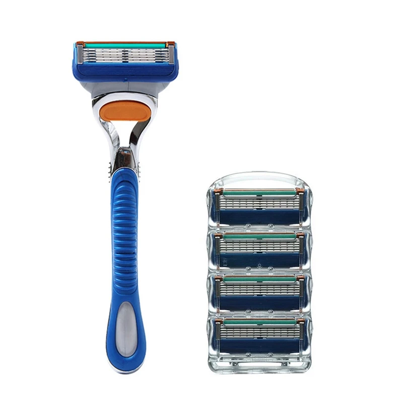 Men's Straight Razor Barber Hair Cut Face Beard Manual Shaver 4pcs 5/6 Layers Shaving Replacement Blades Heads