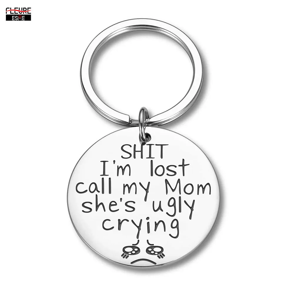

Funny keychain Pet Tags keyring Puppy Pet ID Tags for Dog Cats Owner or Dog Sht I'm Lost My Mom is Ugly Crying Dog Collar Tag