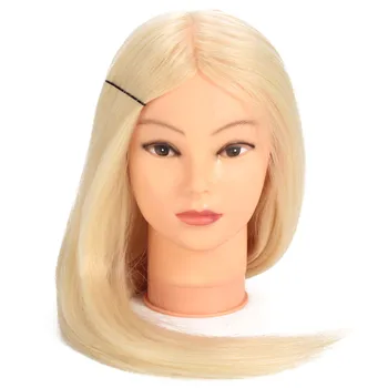 

New 24 Inch 90% Real Human Hair Blonde Straight Hair Training Head Hairdressing Practice Training Mannequin Hair Model Doll Head