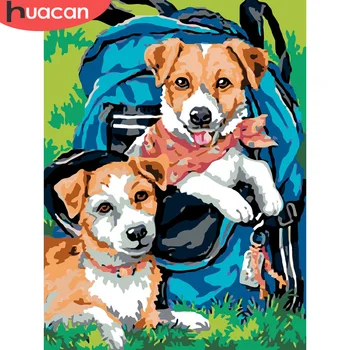 

HUACAN DIY Painting By Number Dog Animal Drawing On Canvas HandPainted Painting Art Gift Coloring By Number Fish Kits Home Decor
