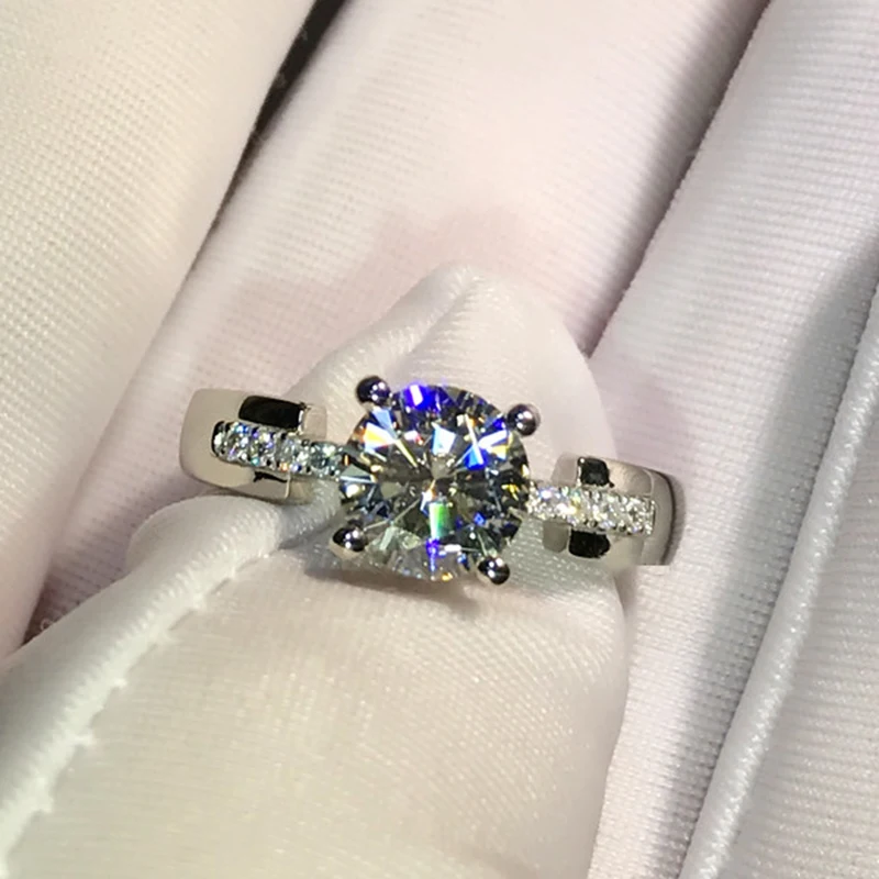 

18K White Gold Ring 1ct 2ct 3ct Moissanite Lab Diamond Romantic 4 claws moissanite jewelry Anniversary Engagement Ring