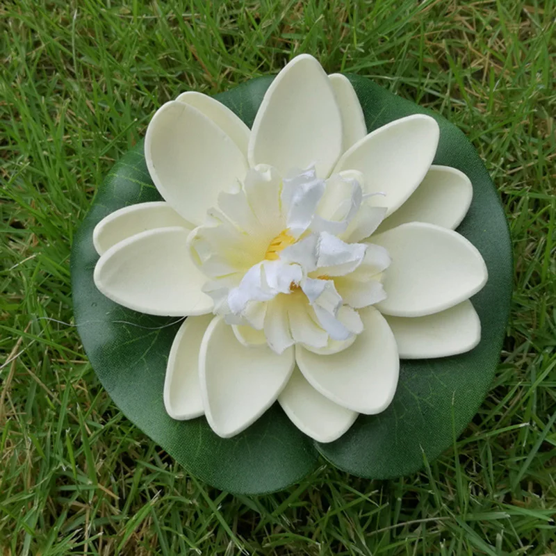 

10cm Artificial Lotus Water Lily Floating Flower Pond Fish Tank Plant Yard Decor EVA Lotus leaf 10cm/ 3.9inch good gift