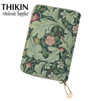 

THIKIN Vintage Floral Pattern Ladies Small ID Credit Card Case Boho Style Women Wallet Credit Business Card Small Coin Pocket