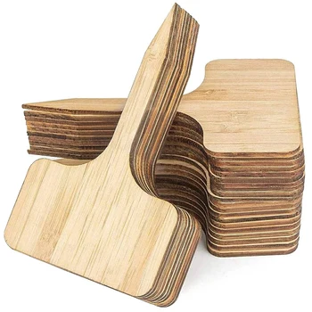 

HOT-80Pcs Bamboo Plant Labels,Plant Markers,Garden Nursery Labels(6 x 10 cm),T-Type Tags Vegetable Garden Markers,Plant Tags