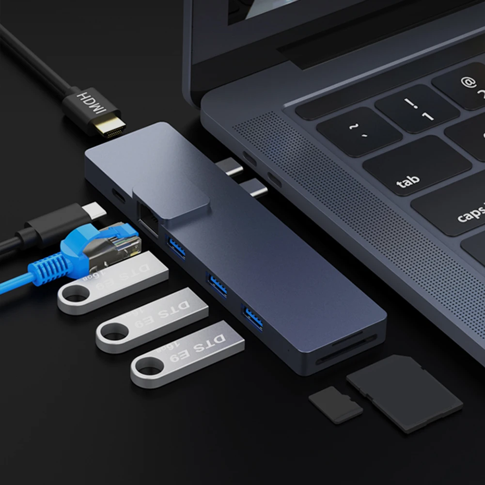 8 в 1 гигабитный Ethernet адаптер Dual Type C концентратор конвертер широкий спектр