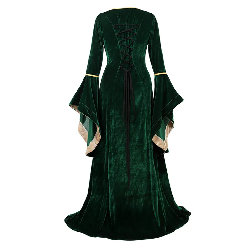 Женское роскошное бархатное платье в стиле ренессанс, Ирландское платье, средневековое викторианское платье для костюмированной вечеринки Виктории, ретро-платье, Модное Длинное Платье