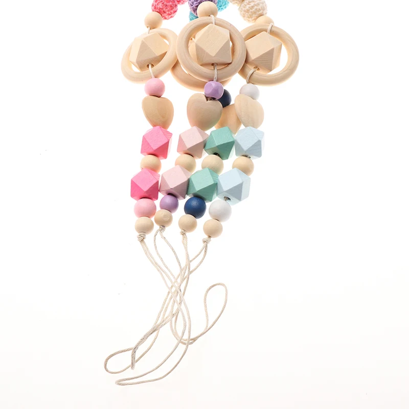 Baby Pacifier Infant Teether wooden Clips Prevent Nursing Chains Teether chewable Infant Pacifier falling Chain