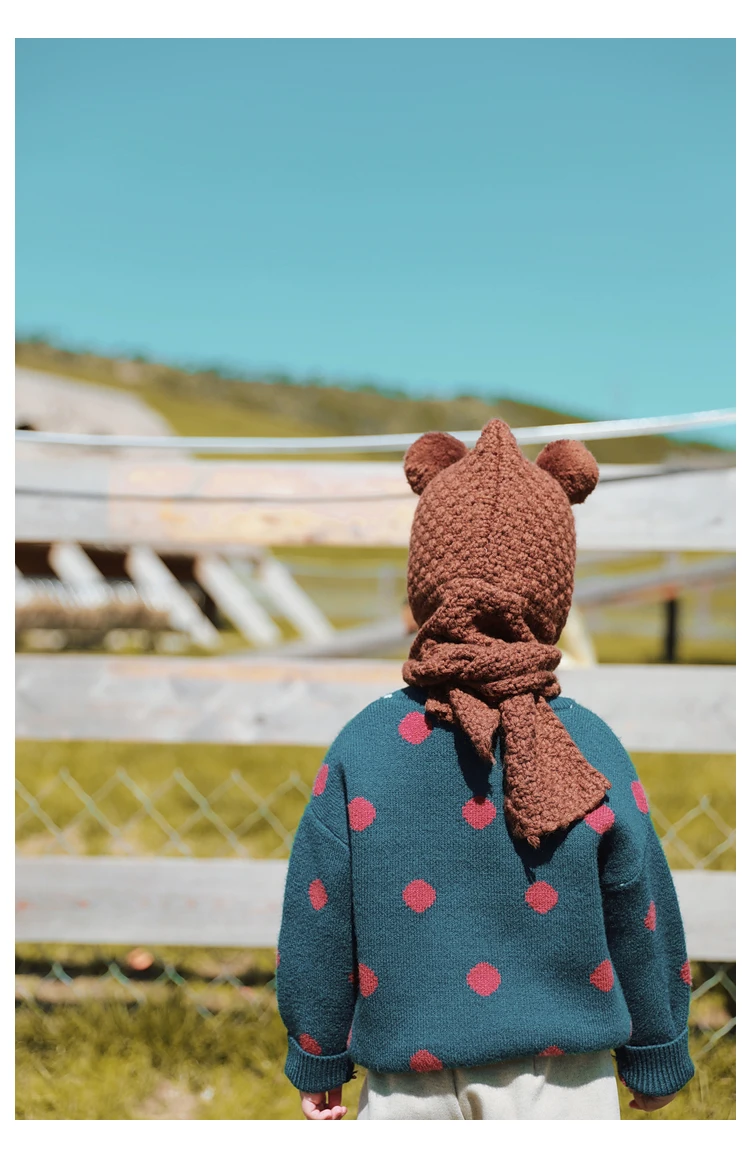 Детский свитер трикотажный топ в горошек с длинными рукавами для мальчиков и девочек Новинка года, осенне-зимняя повседневная хлопковая рубашка для девочек