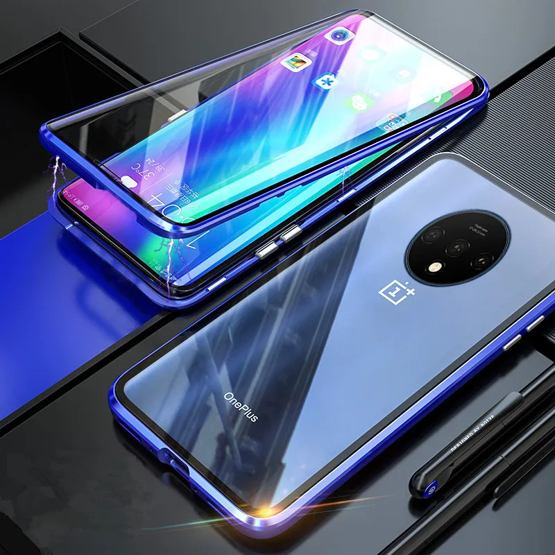 For-Oneplus-7T-Pro-Case-360-Double-Sided-Metal-Magnetic-Glass-Magnet-Case-Cover-For-One