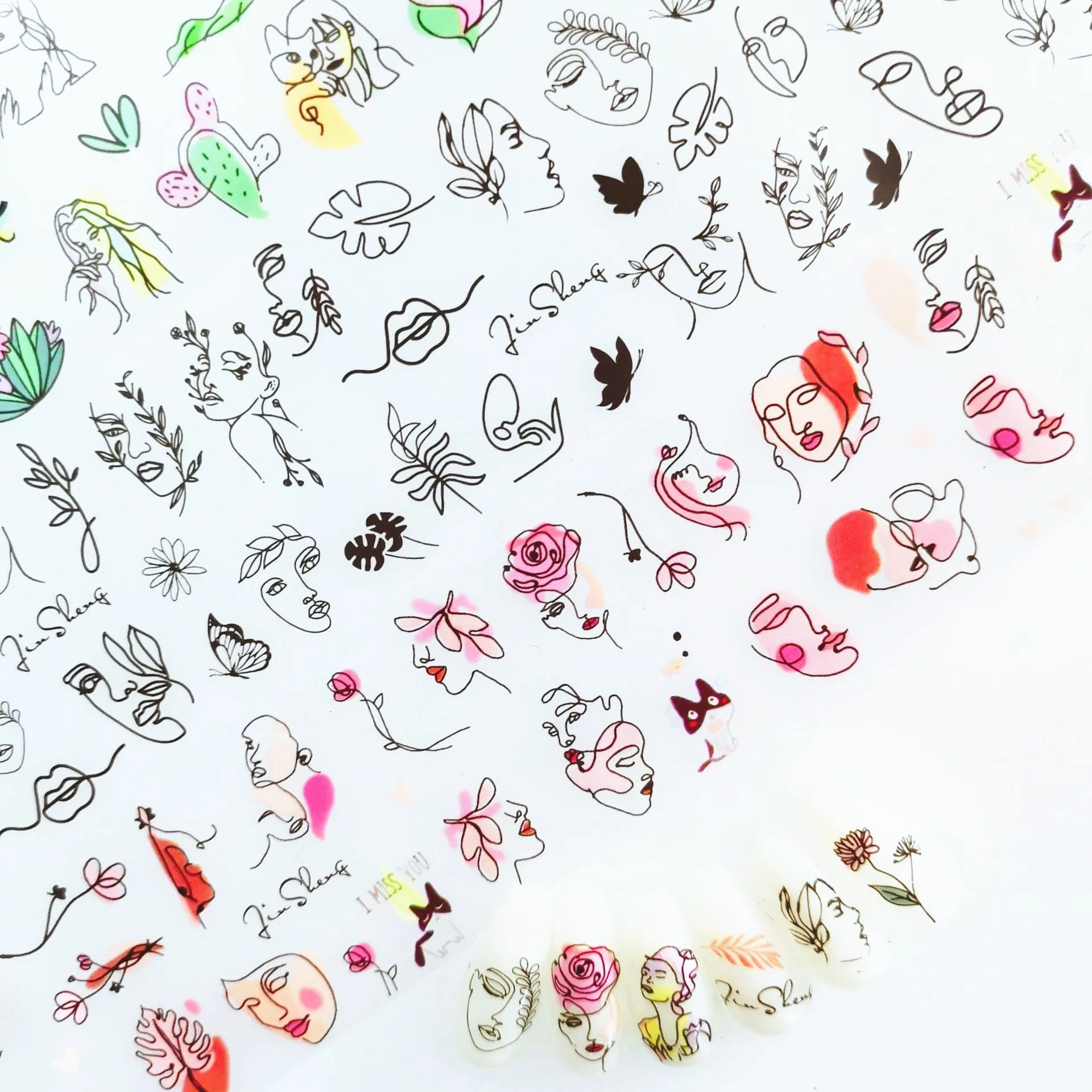 1 Set Woman Face Fashion Nail Foil Transfer Papers Houndstooth Nail Art