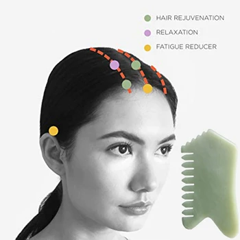 

Jade Guasha Comb, Spa Acupuncture Therapy Stimulation Points Face Arms Foot Care