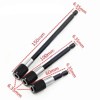 

60/100/150mm 1/4" Hex Shank Bit Holder Extension Quick Release Self-locking Screwdriver Connection Rod Magnetic Adapter Sleeve