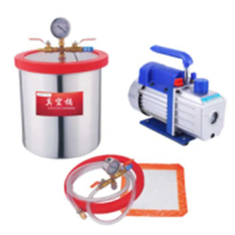 

220VRS-2 Rotary Vane Vacuum Pump 2Gallon/ 3GallonStainless Steel Vacuum Degassing Chamber, Defoaming Barrel for Epoxy Resin AB