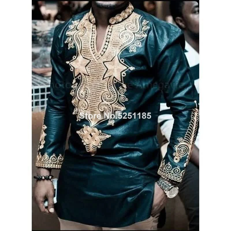 Модная африканская Дашики, одежда для мужчин, футболка с богатым принтом Базина, футболка с длинными рукавами, блузка, Саудовская Аравия Дубай, благородный дворцовый костюм