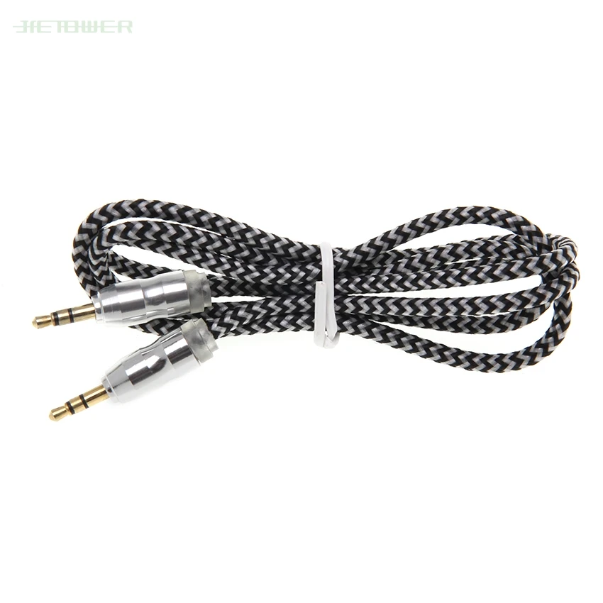 Nylon Braided Audio Cable Jack 3 5 mm Male to Male Cloth Audio Aux Cable For iPhone Car Headphone Speaker Wire Line 100pcs lot