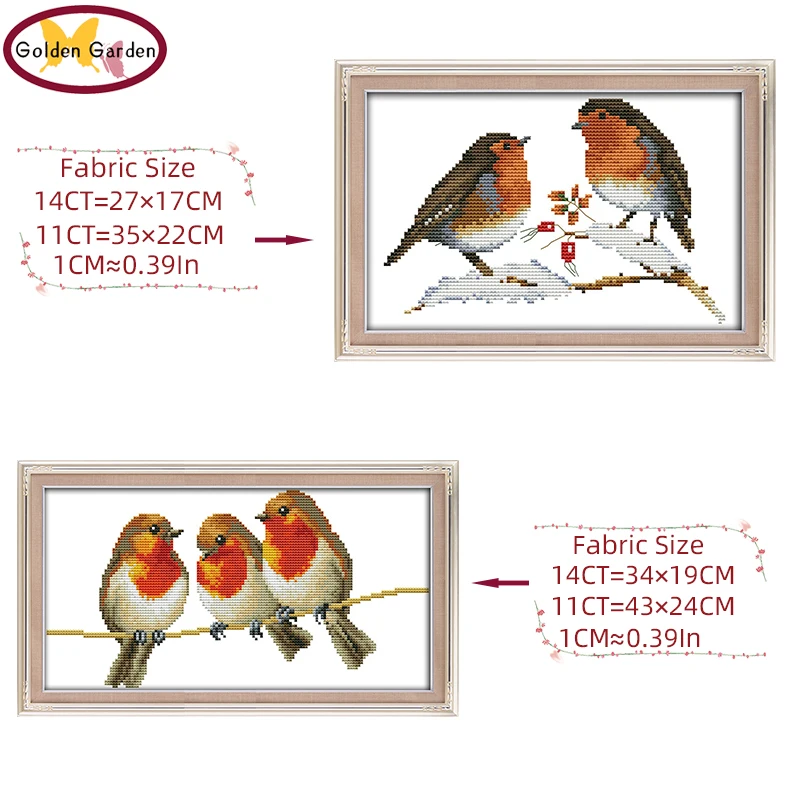 

GG Little Birds Animal Cross Stitch Set Handmade Craft Needlework JS Cross-Stitch Embroidery Kit Cross Stitch for Home Decor