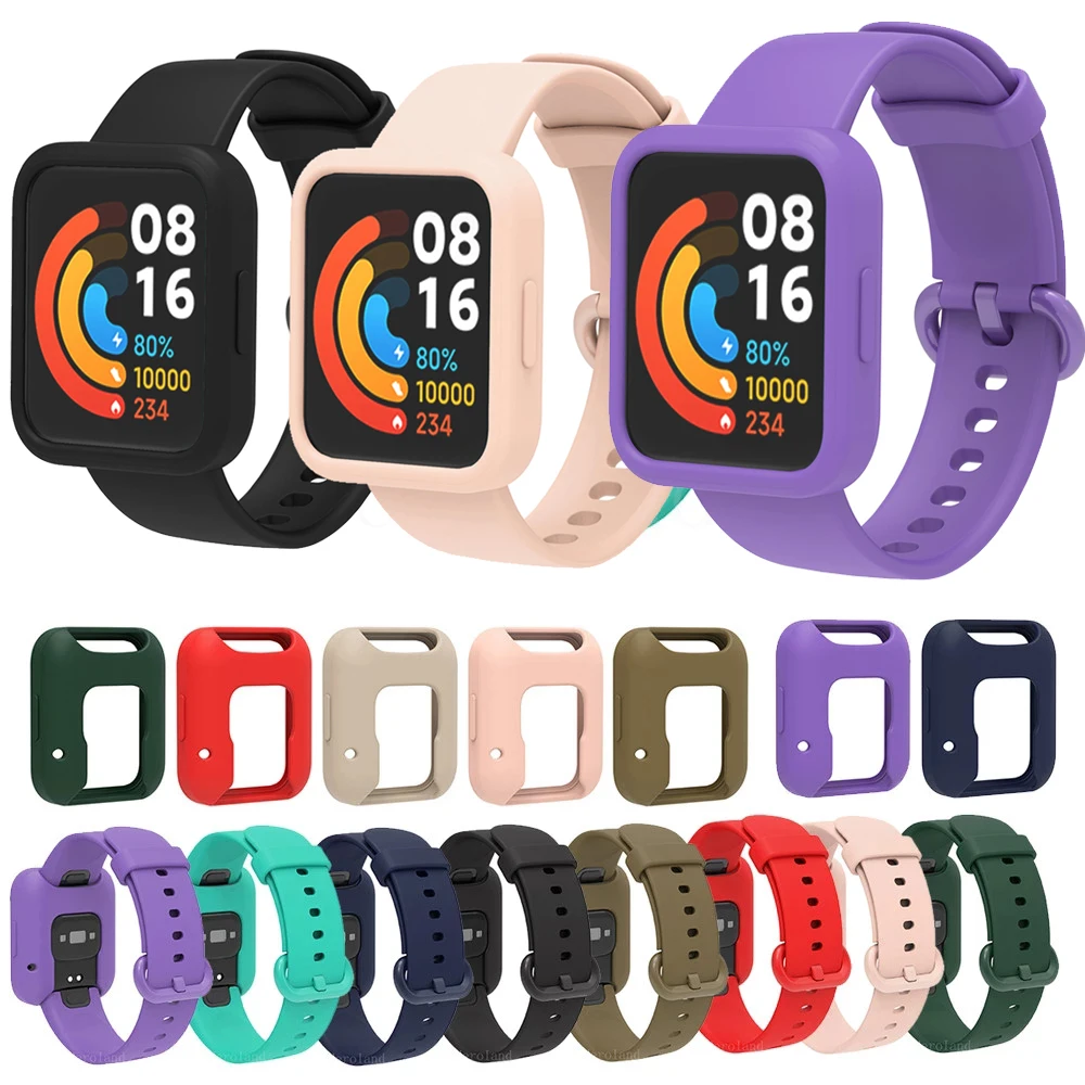 Silicone Smartwatch Band with Protective Case Cover - Durable, Comfortable Strap Accessory