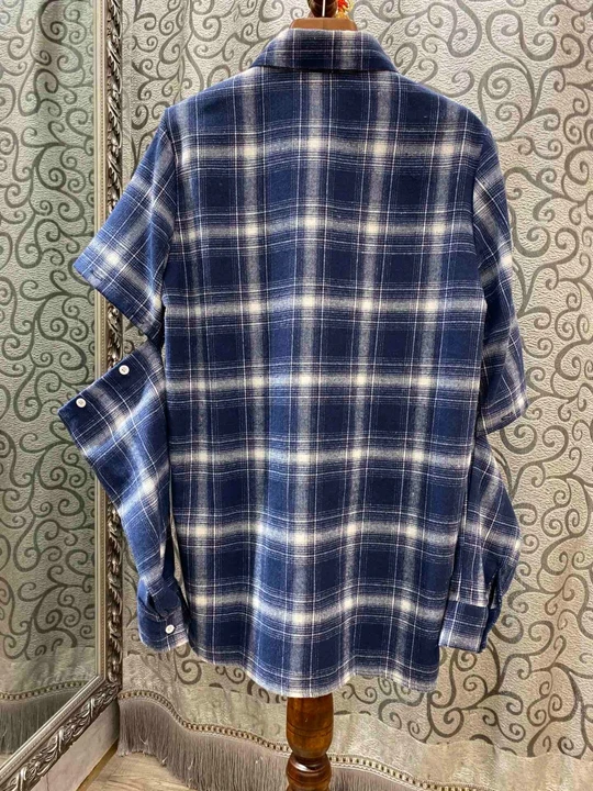 The new autumn and winter women's wild personality off a sleeve plaid shirt 1007