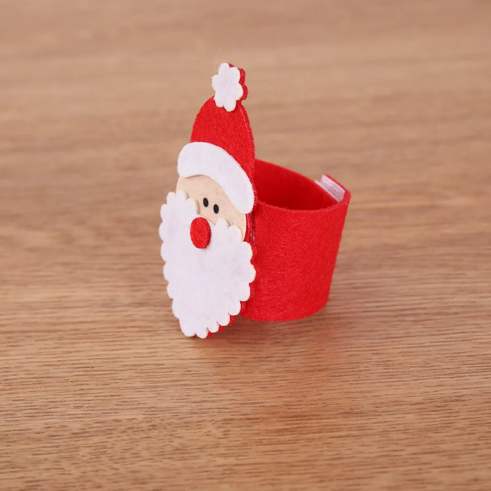 Пряжки нетканые ткани кольца для салфеток Санта-Клаус держатели для гостиниц обеденный стол Рождественская салфетка украшения 4 шт