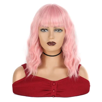 

Short Wave Wigs For Women Synthetic Shoulder Length Wig Natural Ombre Bob Pastel Wavy Wigs for Cosplay Party Daily