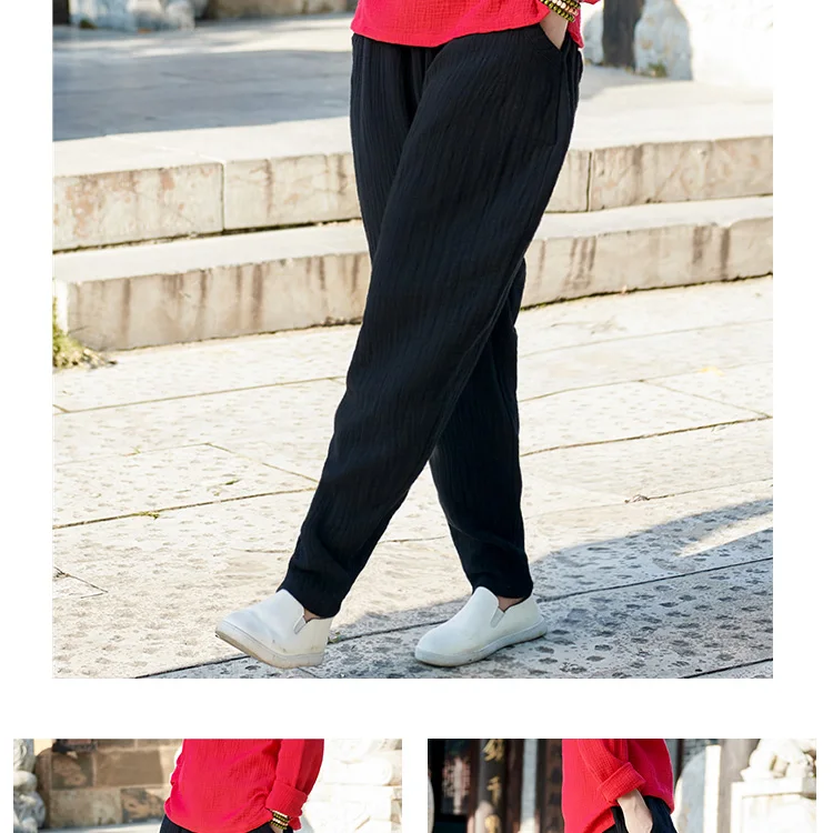 Pantalon femme ete, осенние и летние штаны, свободные штаны-шаровары, хлопковые льняные pantalones mujer verano AE60