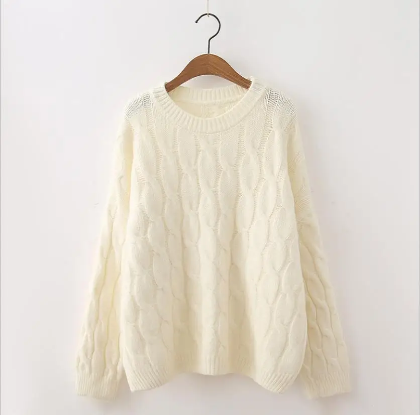 Baharcelin женские зимние вязаные свитера-пуловеры Повседневный свободный свитер со жгутами топы теплый толстый джемпер Топы - Цвет: beigi