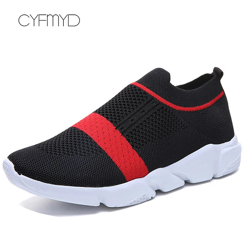 Fashion Mixed Colors Sock Sneaker Women Air Mesh Comfy Chunky Sneakers Woman Slip On Shallow Wedges Shoes For Women - Цвет: Black