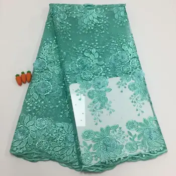 

Fashion African Lace Fabric High Quality green Lace Nigerian Lace Fabric 2020 High Quality Lace With Beaded 5yards YYZ7873
