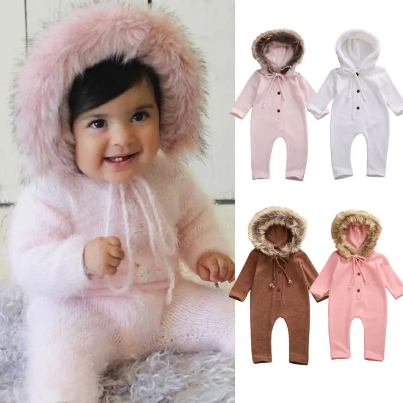 Emmababy зимняя одежда для новорожденных; Мягкий трикотажный комбинезон для маленьких мальчиков и девочек; Верхняя одежда для новорожденных; комбинезоны; плотная Пижама; комбинезон