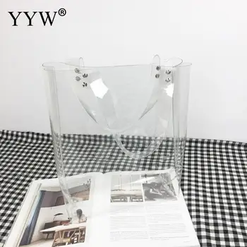

Women Shopping Shoulder Bag Pvc Bucket Bag Clear Totes Handbag Transparent New Fashion Large Capacity Top Handle Hand Bags