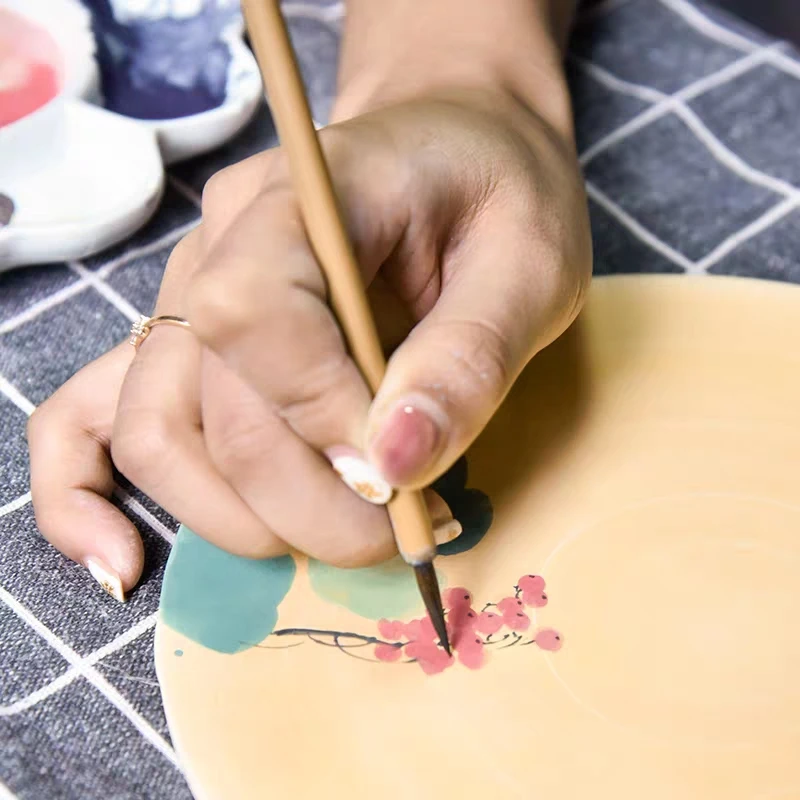 8PCS/set Pottery Writing Brush Large Head Bamboo Brush Painting Painted Hook Pen Dust Hydration Ceramic Clay Polymer Tool