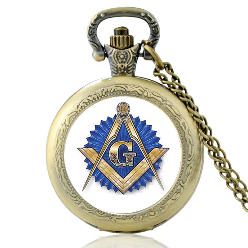 

Classic Bronze Masonic Glass Dome Quartz Pocket Watch Clock Chain Pendants Men Women Jewelry Gifts