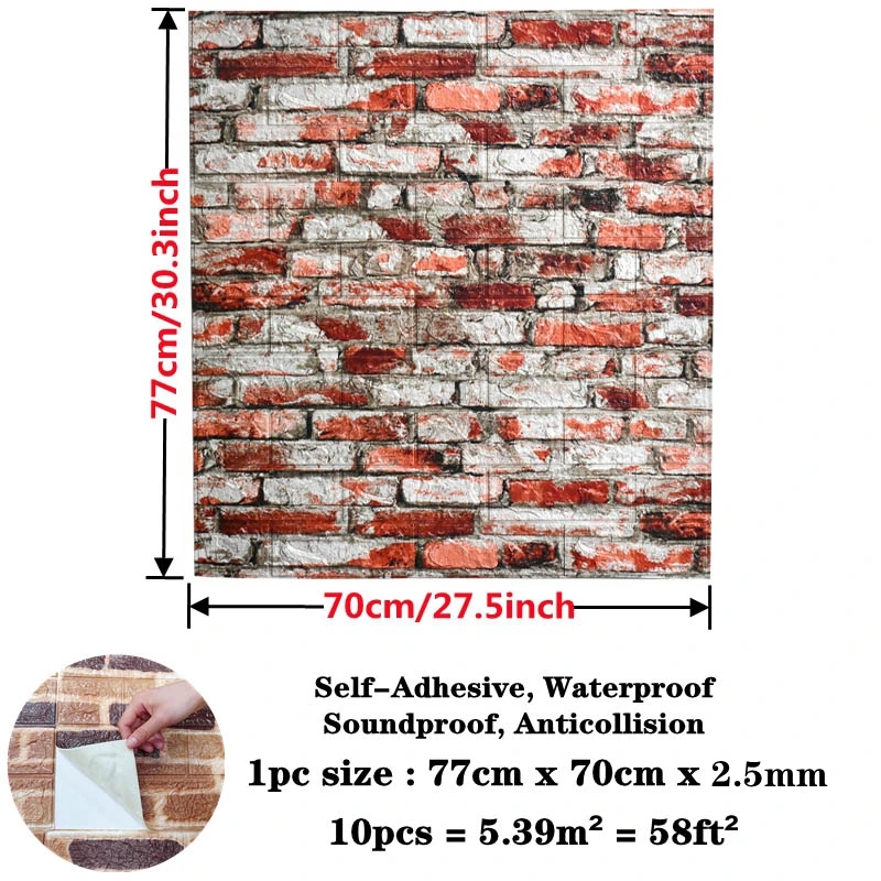 10pcs 3D Brick Wall Sticker DIY Wallpaper for Living Room Bedroom TV Wall Waterproof Self-Adhesive Foam Plastic Stickers wall stickers