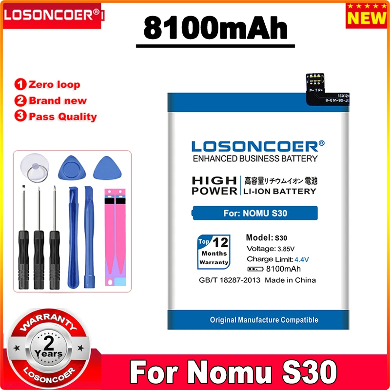 Сменный аккумулятор LOSONCOER S30 8100 мАч для аккумулятора смартфона Nomu | Мобильные