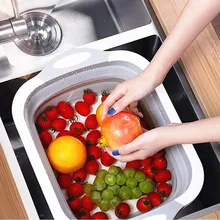 

Camping Car Accessories Foldable Vegetable Sink Cutting Board Portable Washing And Draining Basket Tpr Suitable For Rv Boats